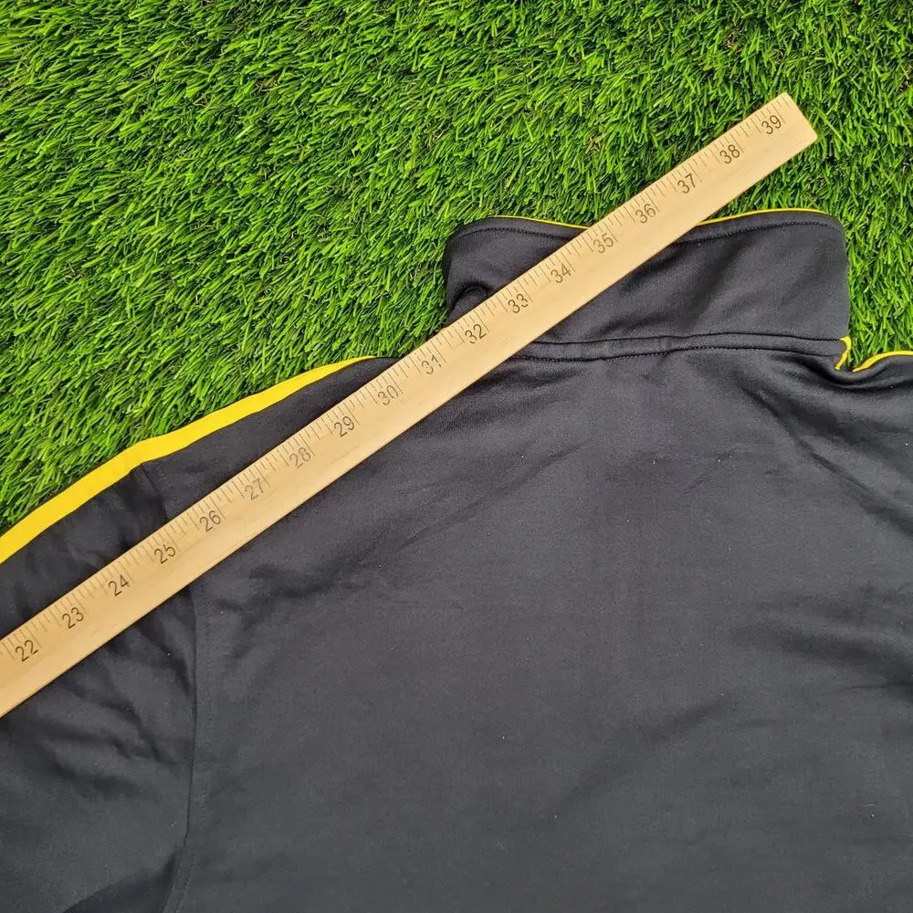 ADIDAS Trefoil 1/4 Zip Jacket Large 22x28 Navy Yellow Trim